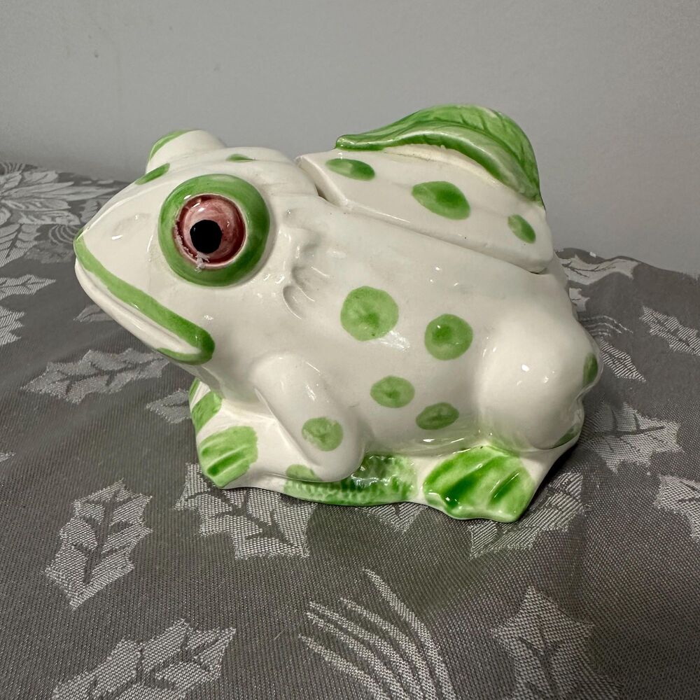 Vintage 1973 JSNY Ceramic Frog Jam Jar Complete With Original Plastic Spoon
